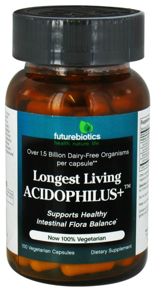 FUTUREBIOTICS - Longest Living Acidophilus Plus - 100 Vegetarian Capsules For Sale