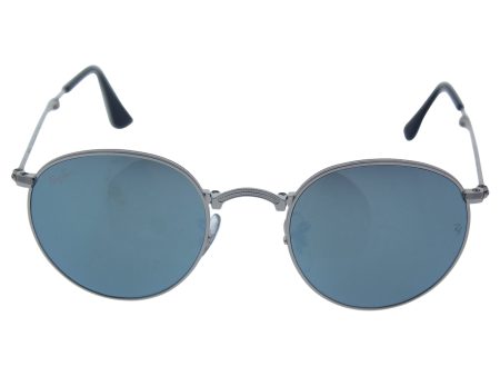 Ray-Ban RB3532 Round Metal Folding Sunglasses, Silver Light Green Mirror Silver, 47 mm Online Hot Sale