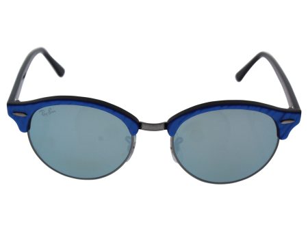 Ray-Ban RB4246 Clubround Sunglasses, Blu on Blac Silver Flash, 51 mm on Sale