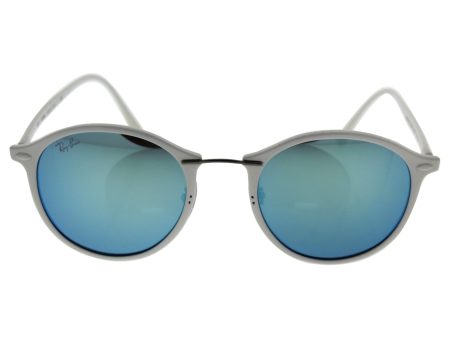 Ray-Ban INJECTED UNISEX SUNGLASS - SHINY WHITE Frame GREEN MIRROR BLUE Lenses 49mm Non-Polarized Hot on Sale